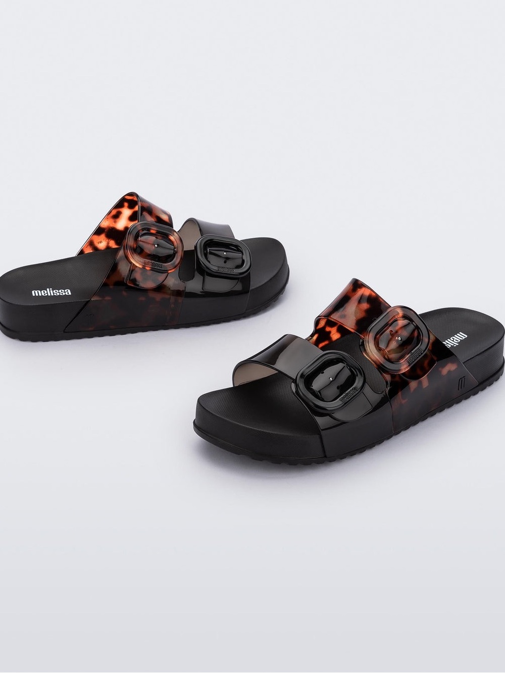 MELISSA Rubber “Cozy Slide” in black w clear tortoise Size 7 BNIB